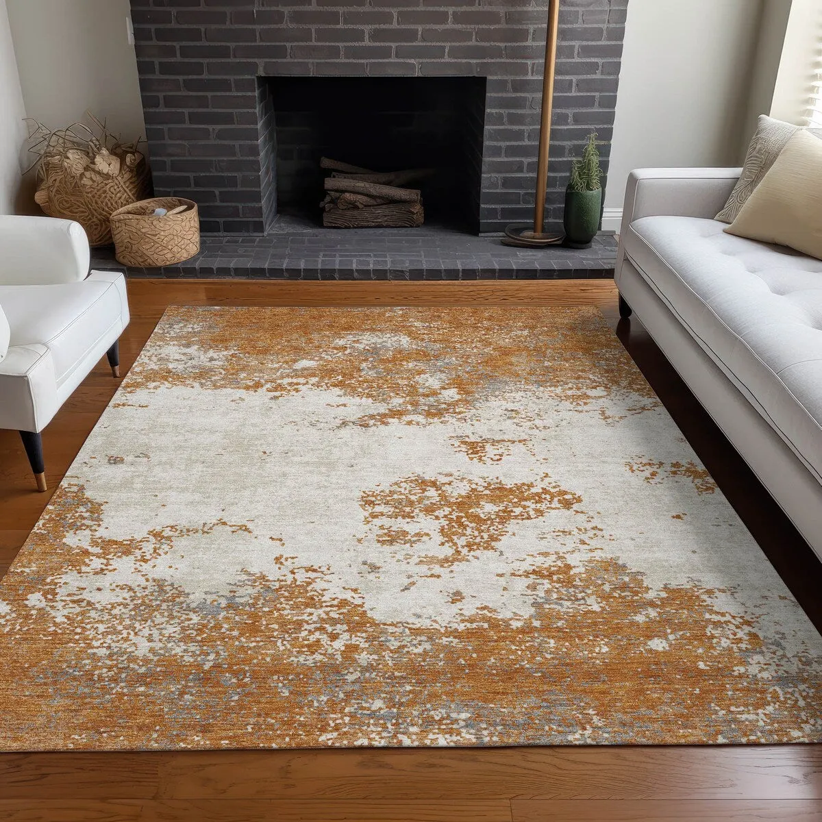 Machine Washable Indoor/ Outdoor Abstract Pixels Chantille Rug