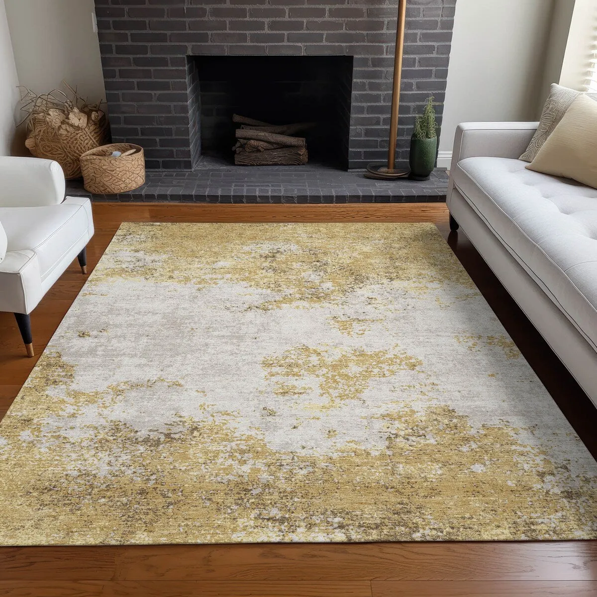 Machine Washable Indoor/ Outdoor Abstract Pixels Chantille Rug