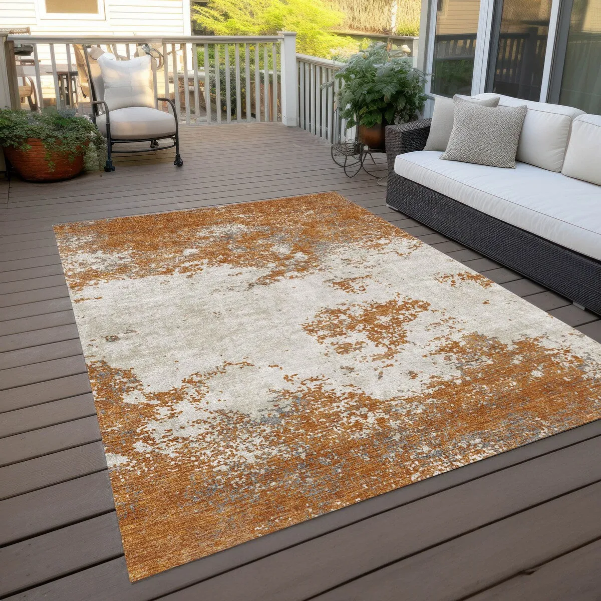 Machine Washable Indoor/ Outdoor Abstract Pixels Chantille Rug