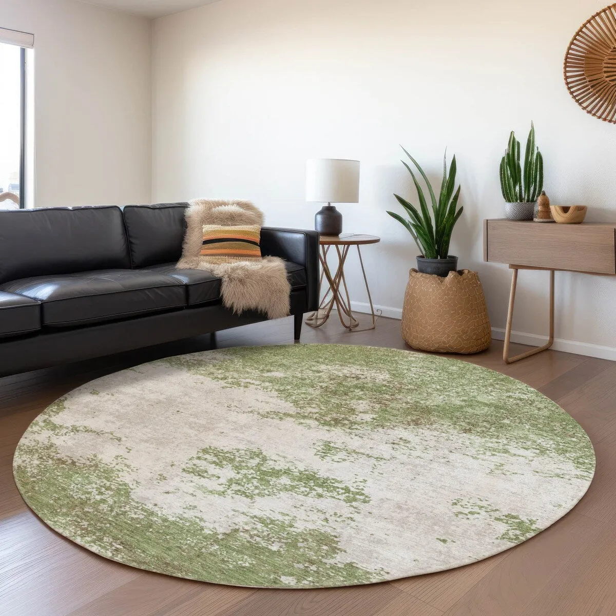 Machine Washable Indoor/ Outdoor Abstract Pixels Chantille Rug