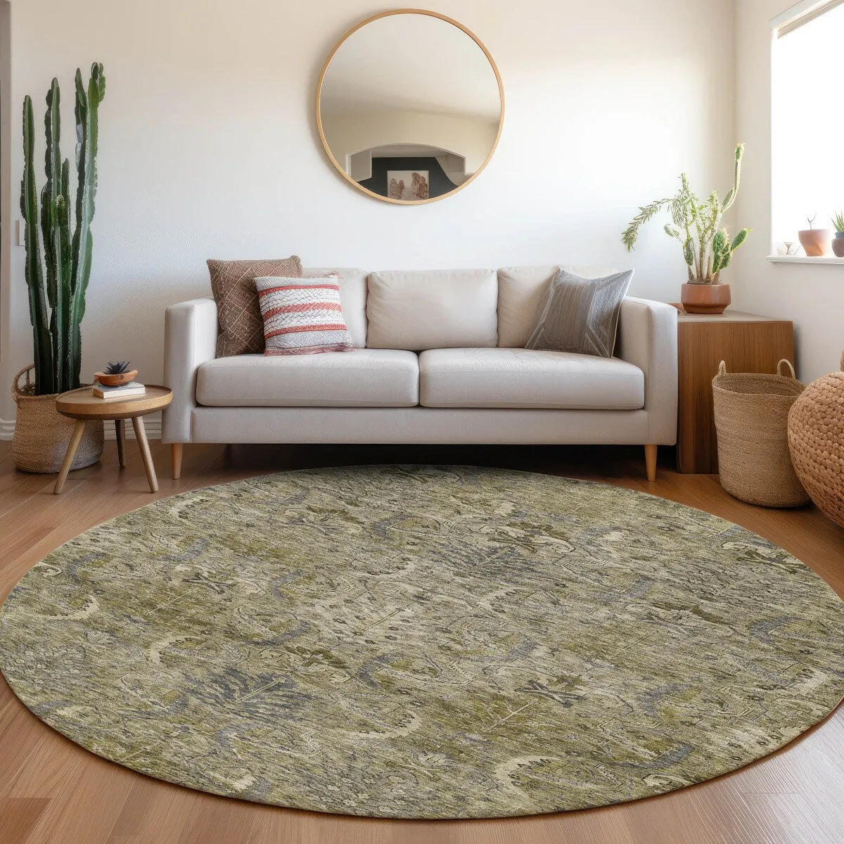 Machine Washable Indoor/ Outdoor Boho Traditional Chantille Rug