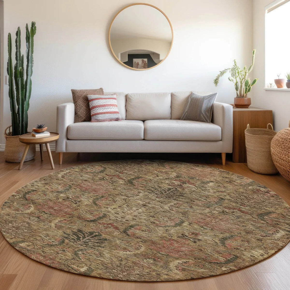 Machine Washable Indoor/ Outdoor Boho Traditional Chantille Rug