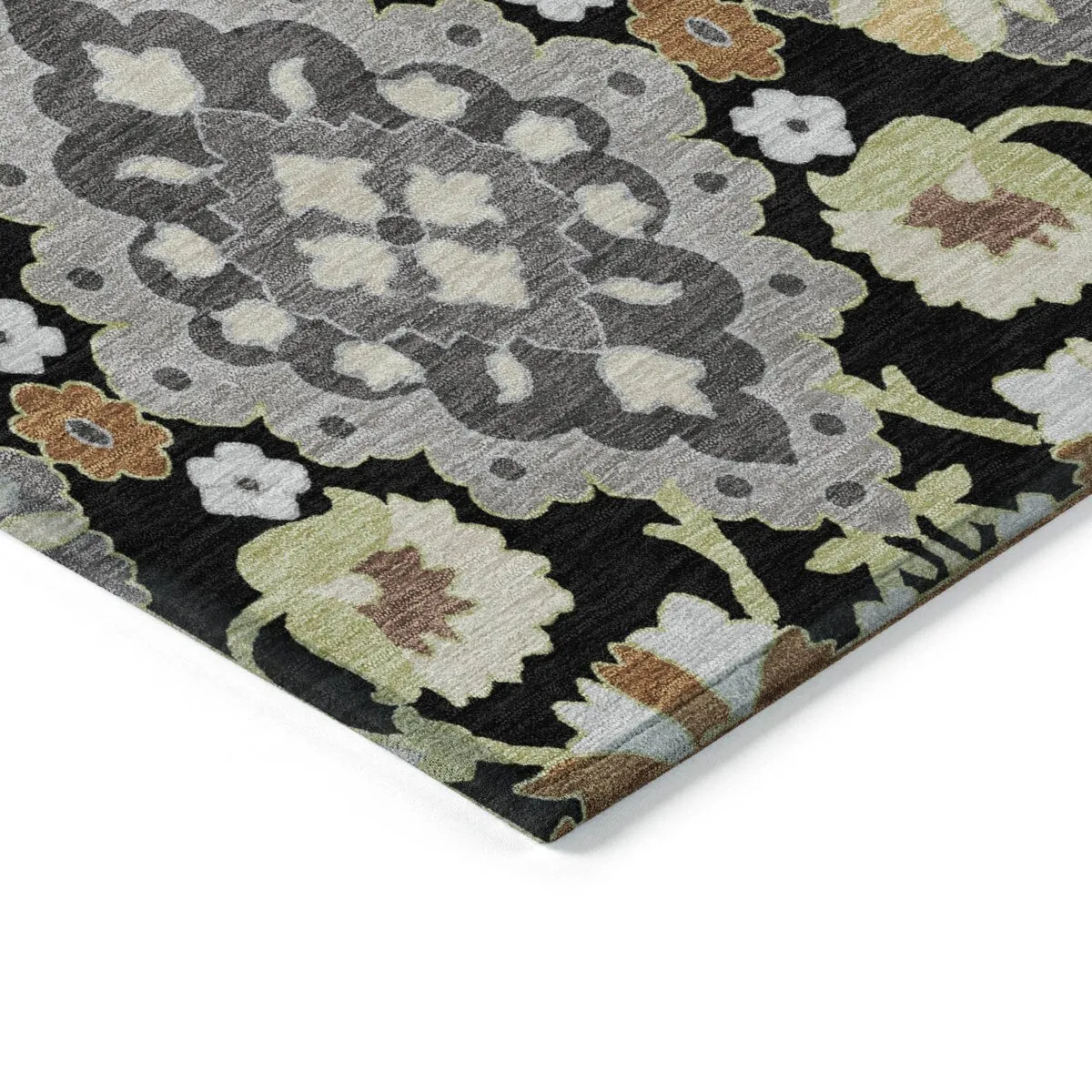 Machine Washable Indoor/ Outdoor Boho Traditional Chantille Rug