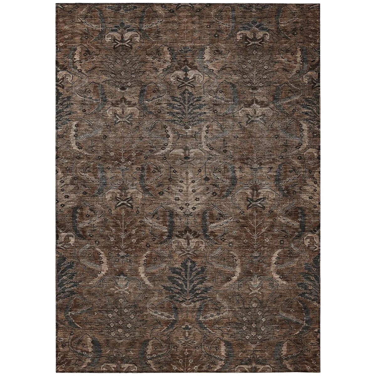 Machine Washable Indoor/ Outdoor Boho Traditional Chantille Rug