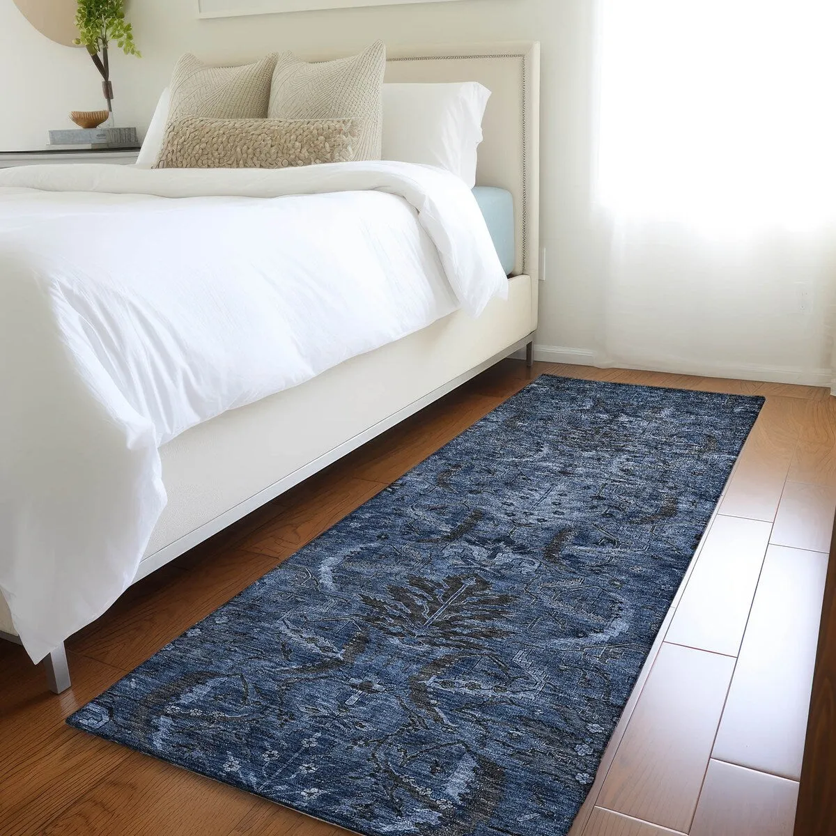 Machine Washable Indoor/ Outdoor Boho Traditional Chantille Rug
