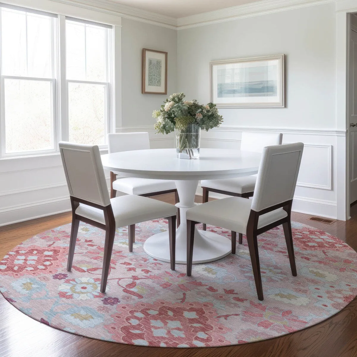 Machine Washable Indoor/ Outdoor Boho Traditional Chantille Rug