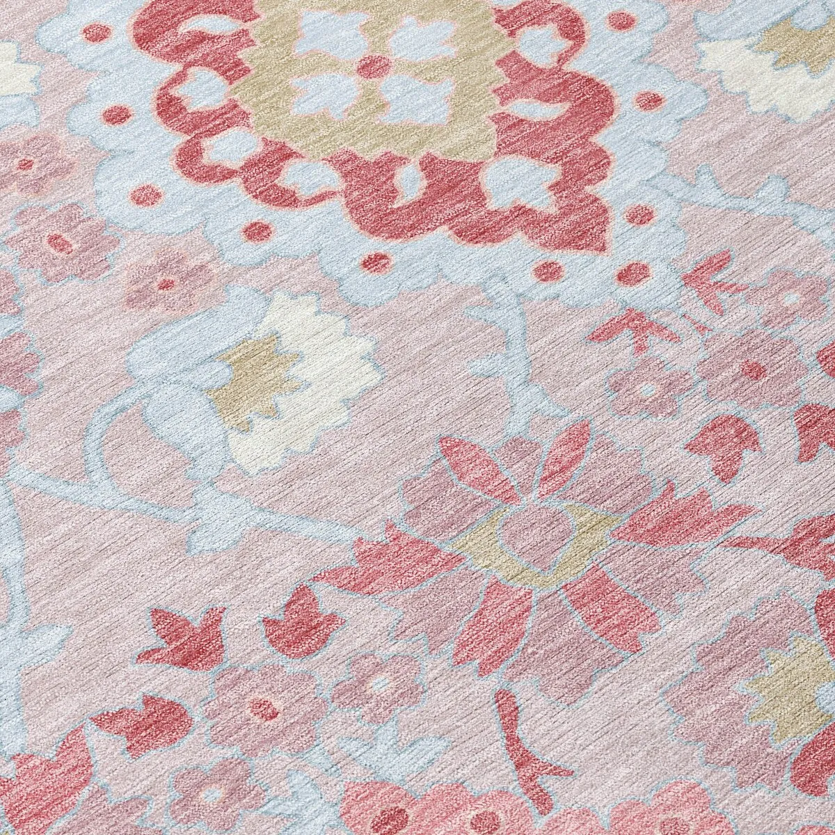 Machine Washable Indoor/ Outdoor Boho Traditional Chantille Rug