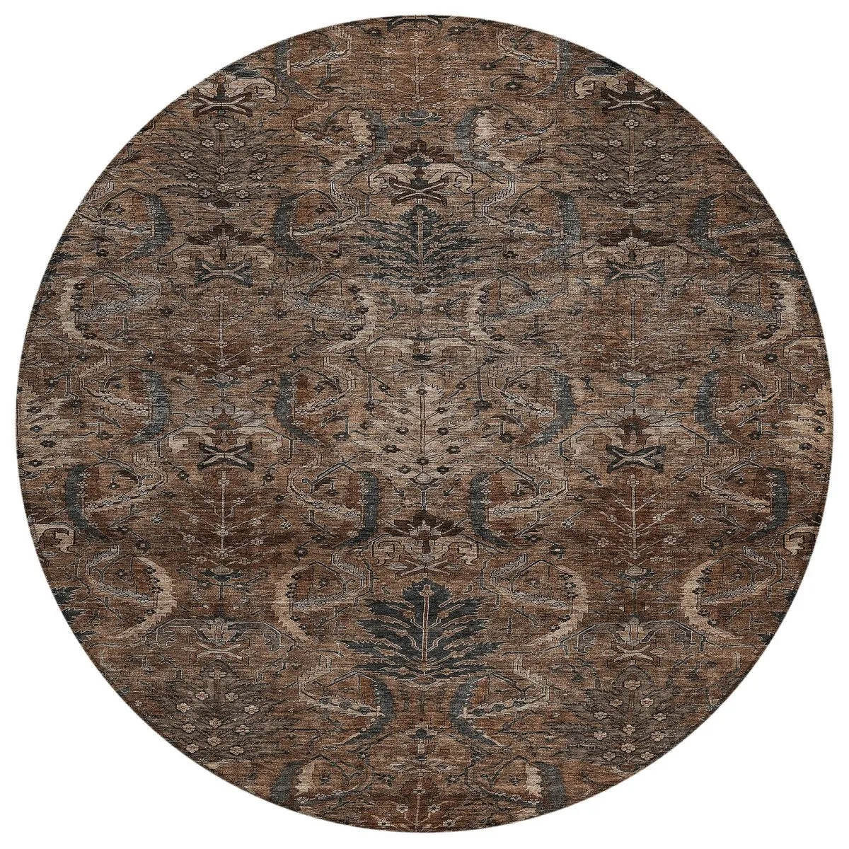 Machine Washable Indoor/ Outdoor Boho Traditional Chantille Rug