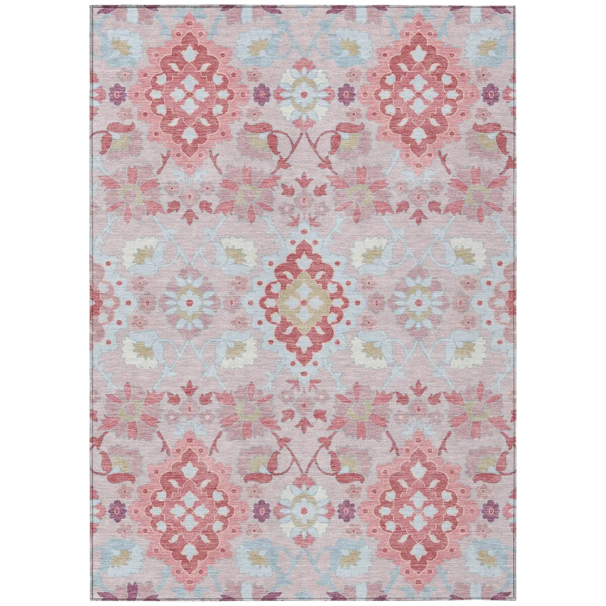 Machine Washable Indoor/ Outdoor Boho Traditional Chantille Rug