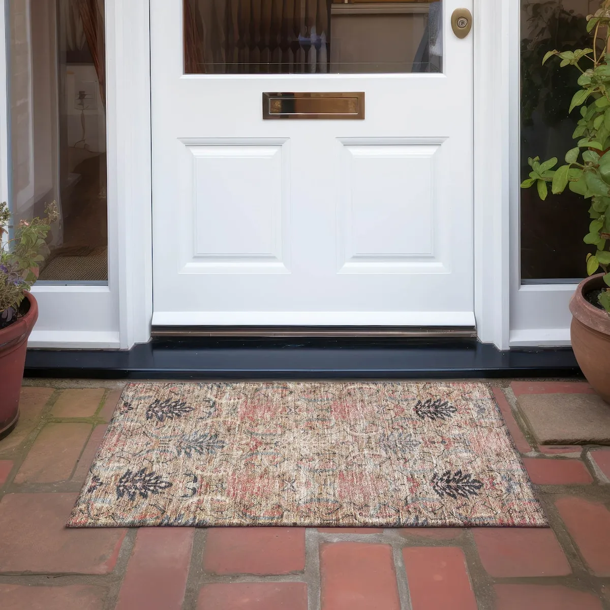 Machine Washable Indoor/ Outdoor Boho Traditional Chantille Rug