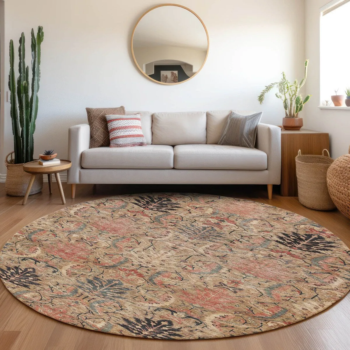 Machine Washable Indoor/ Outdoor Boho Traditional Chantille Rug