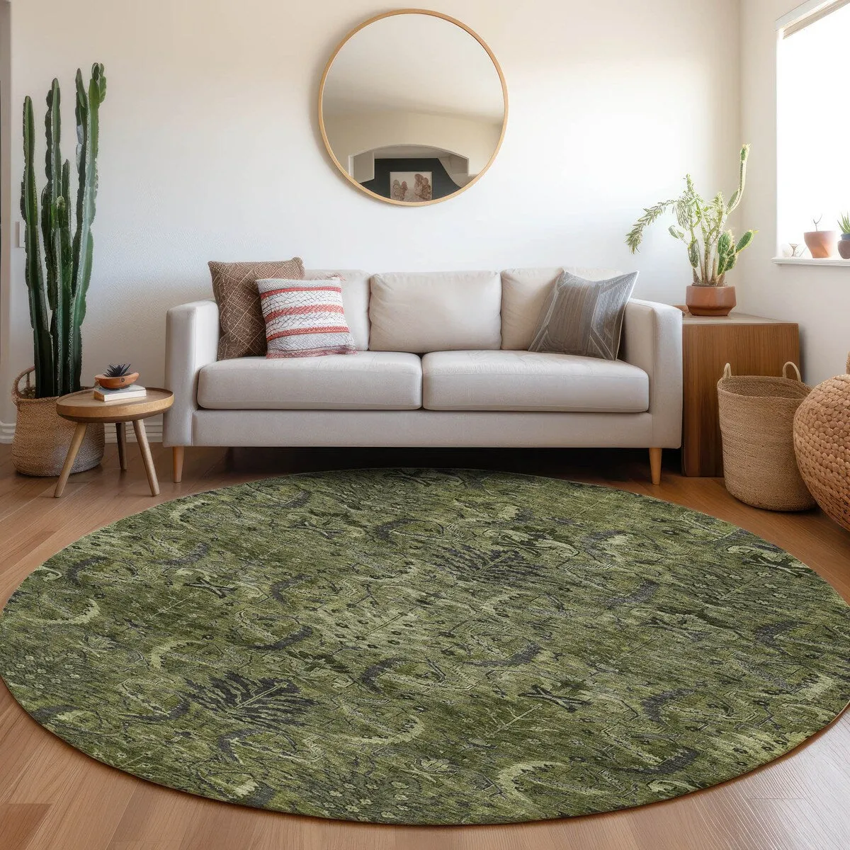 Machine Washable Indoor/ Outdoor Boho Traditional Chantille Rug