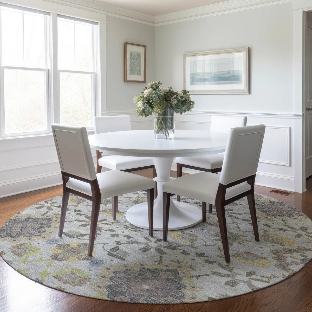Machine Washable Indoor/ Outdoor Boho Traditional Chantille Rug