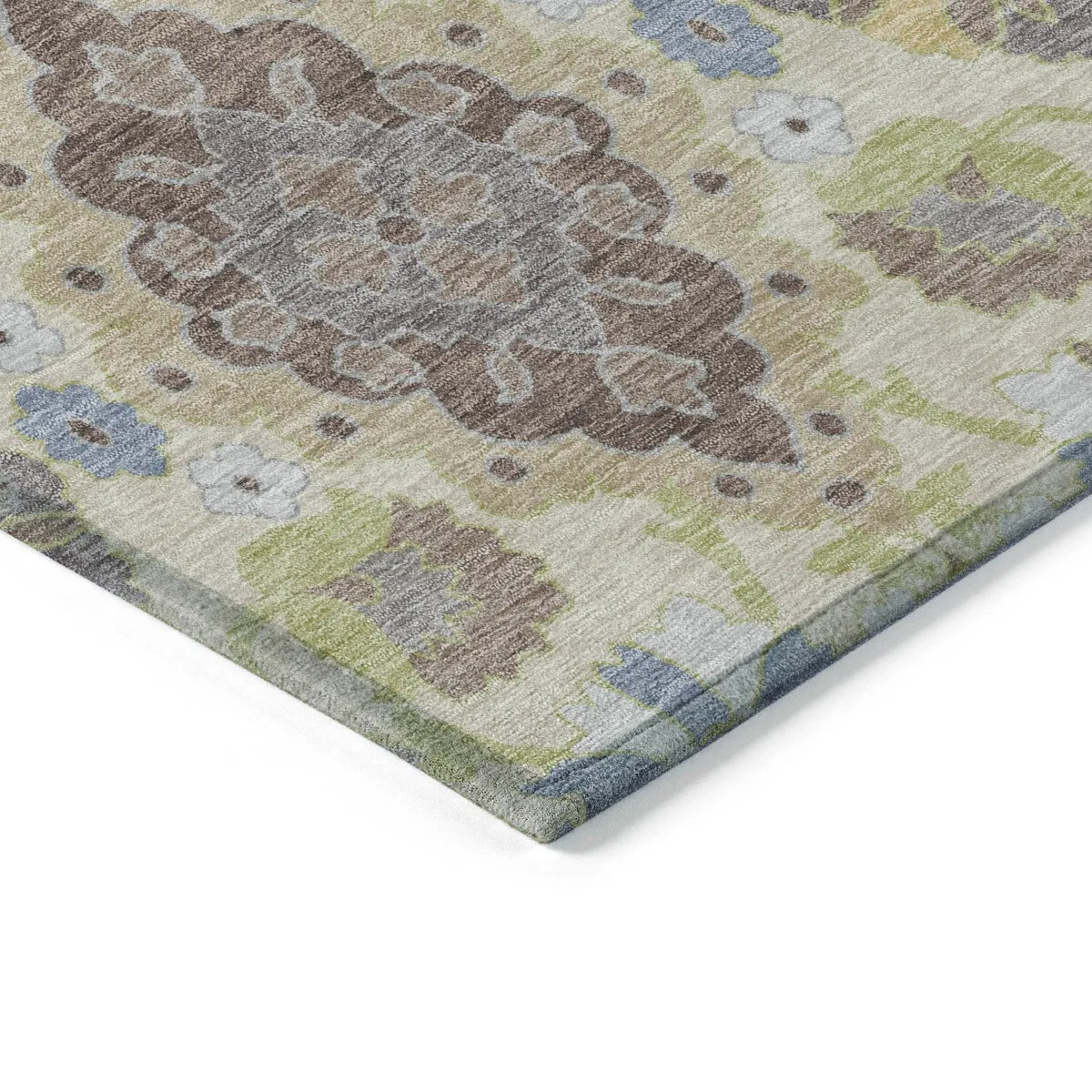 Machine Washable Indoor/ Outdoor Boho Traditional Chantille Rug
