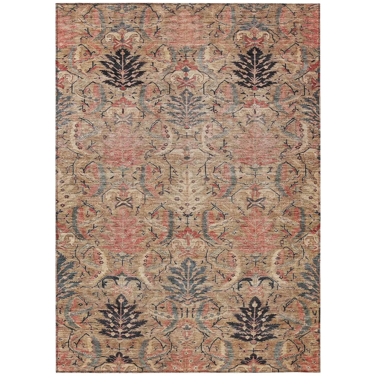 Machine Washable Indoor/ Outdoor Boho Traditional Chantille Rug