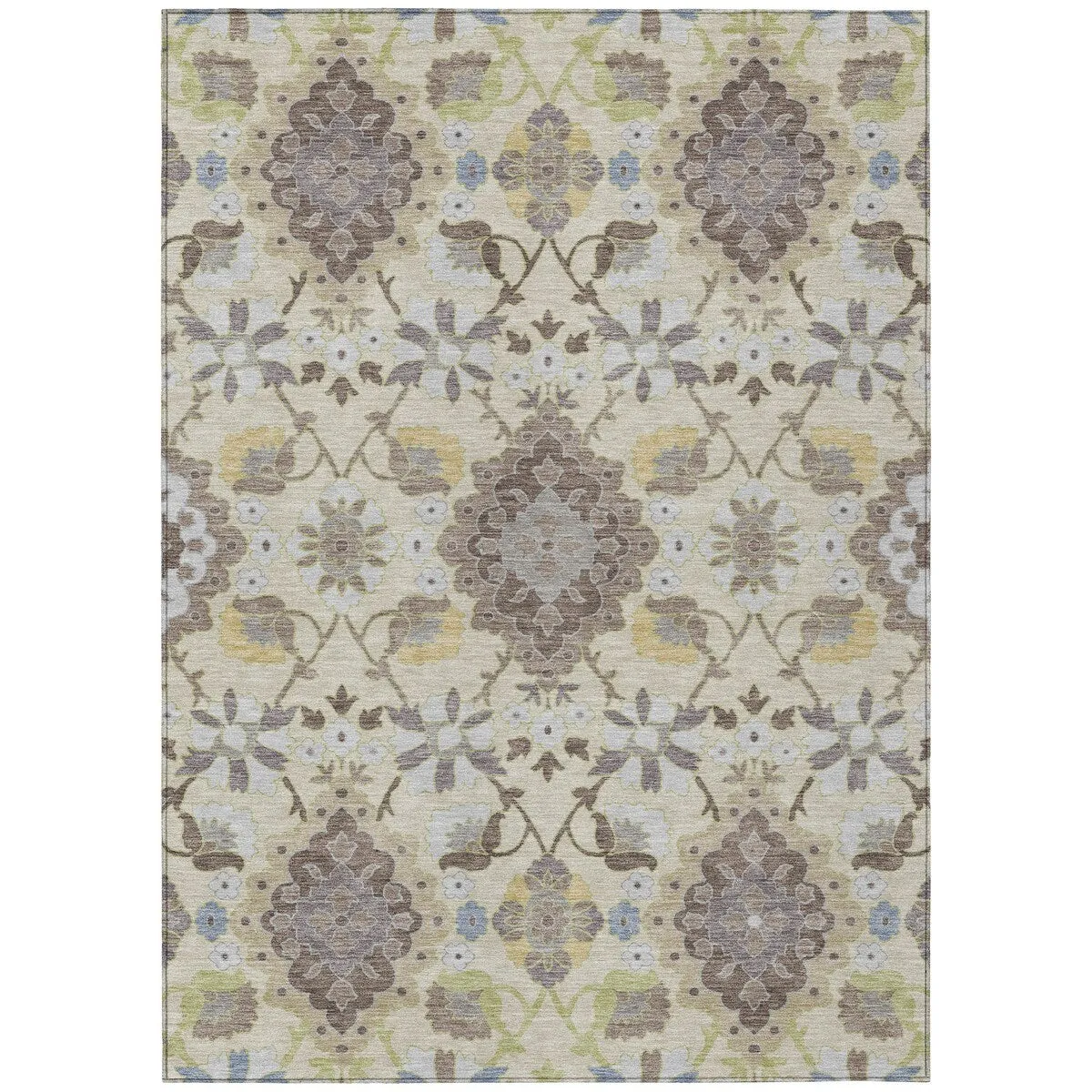 Machine Washable Indoor/ Outdoor Boho Traditional Chantille Rug