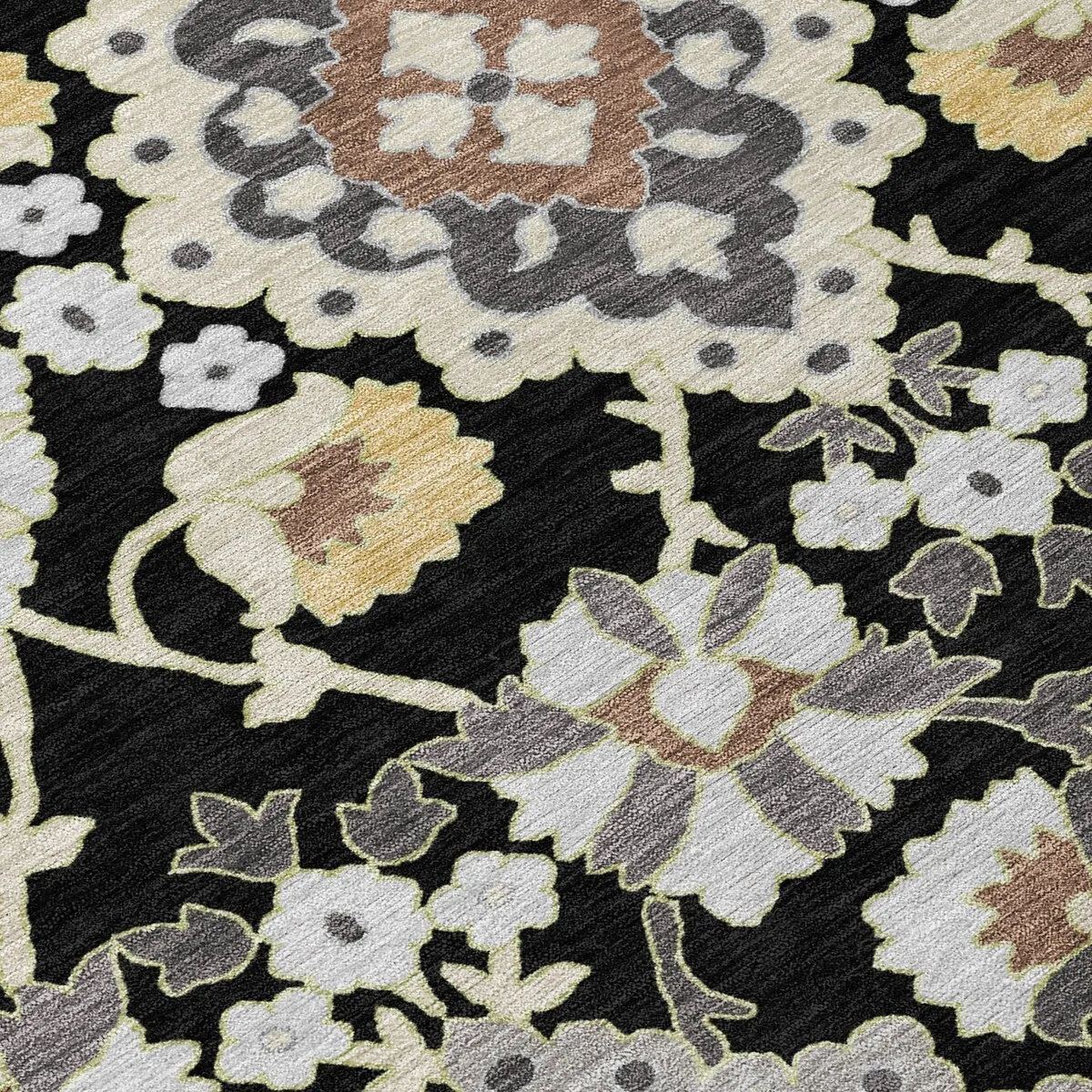Machine Washable Indoor/ Outdoor Boho Traditional Chantille Rug