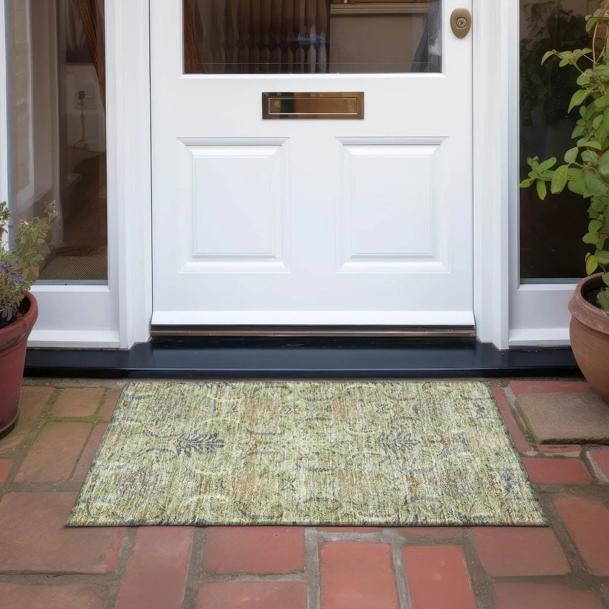 Machine Washable Indoor/ Outdoor Boho Traditional Chantille Rug