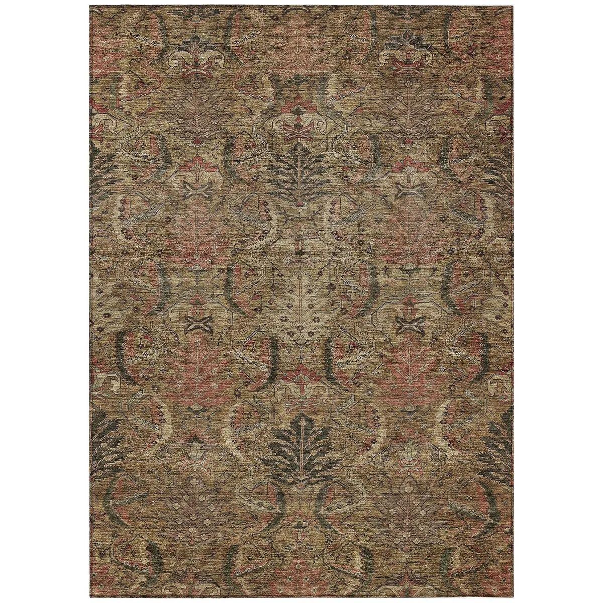 Machine Washable Indoor/ Outdoor Boho Traditional Chantille Rug