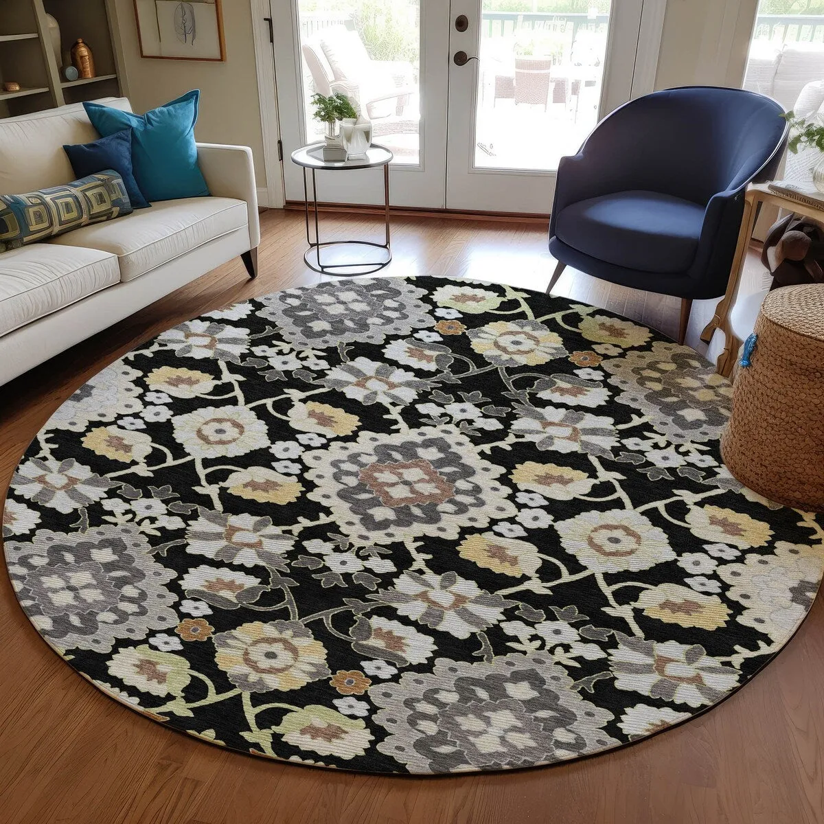 Machine Washable Indoor/ Outdoor Boho Traditional Chantille Rug