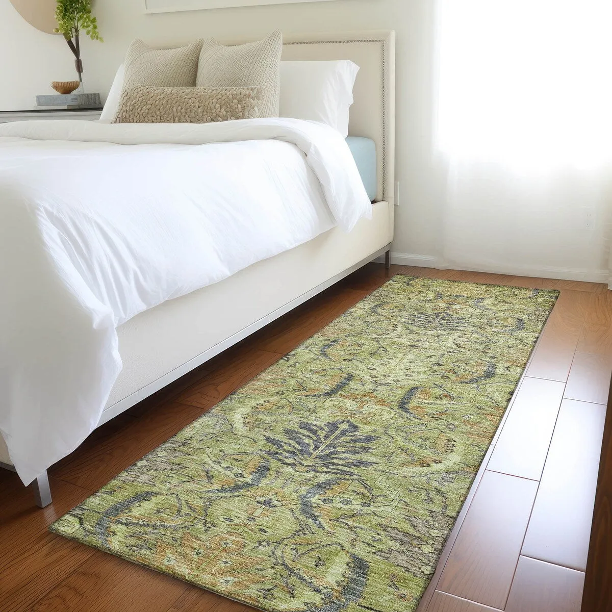 Machine Washable Indoor/ Outdoor Boho Traditional Chantille Rug