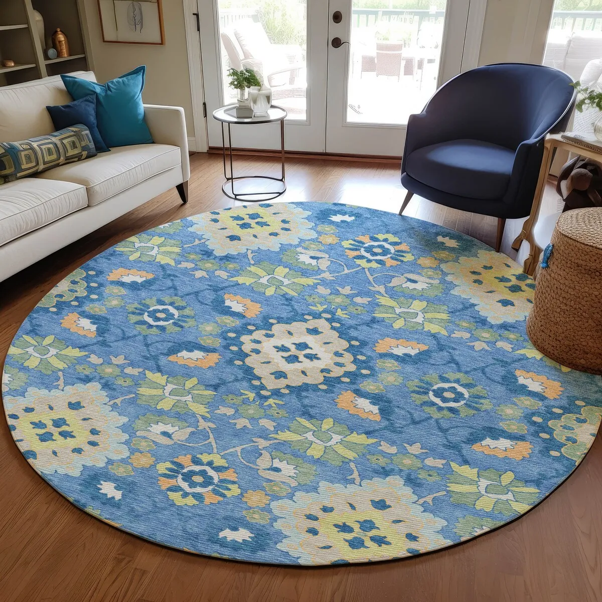 Machine Washable Indoor/ Outdoor Boho Traditional Chantille Rug