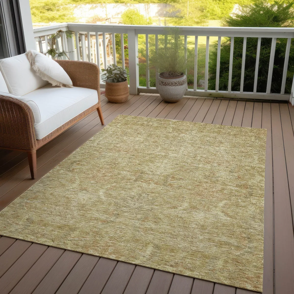 Machine Washable Indoor/ Outdoor Boho Traditional Chantille Rug
