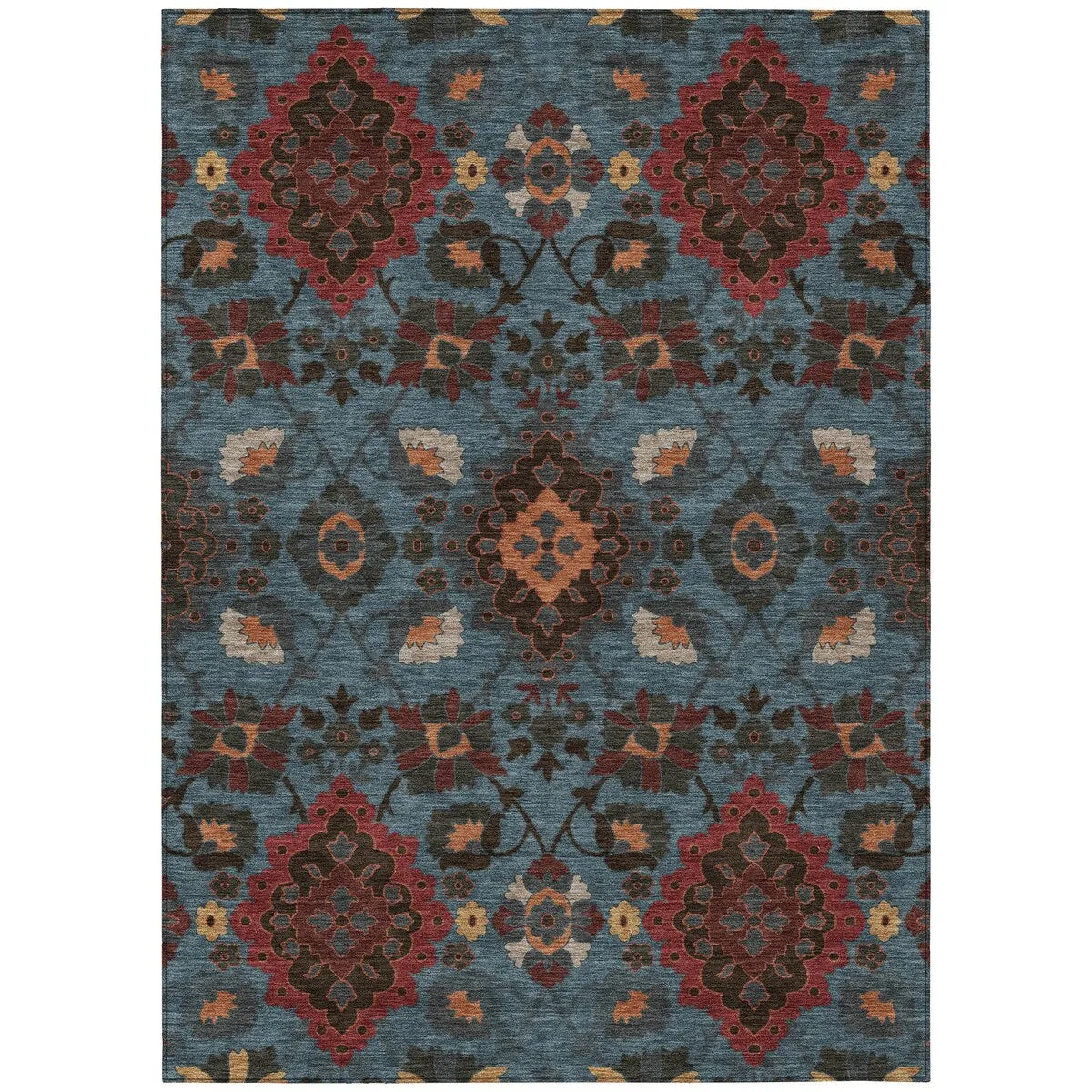 Machine Washable Indoor/ Outdoor Boho Traditional Chantille Rug
