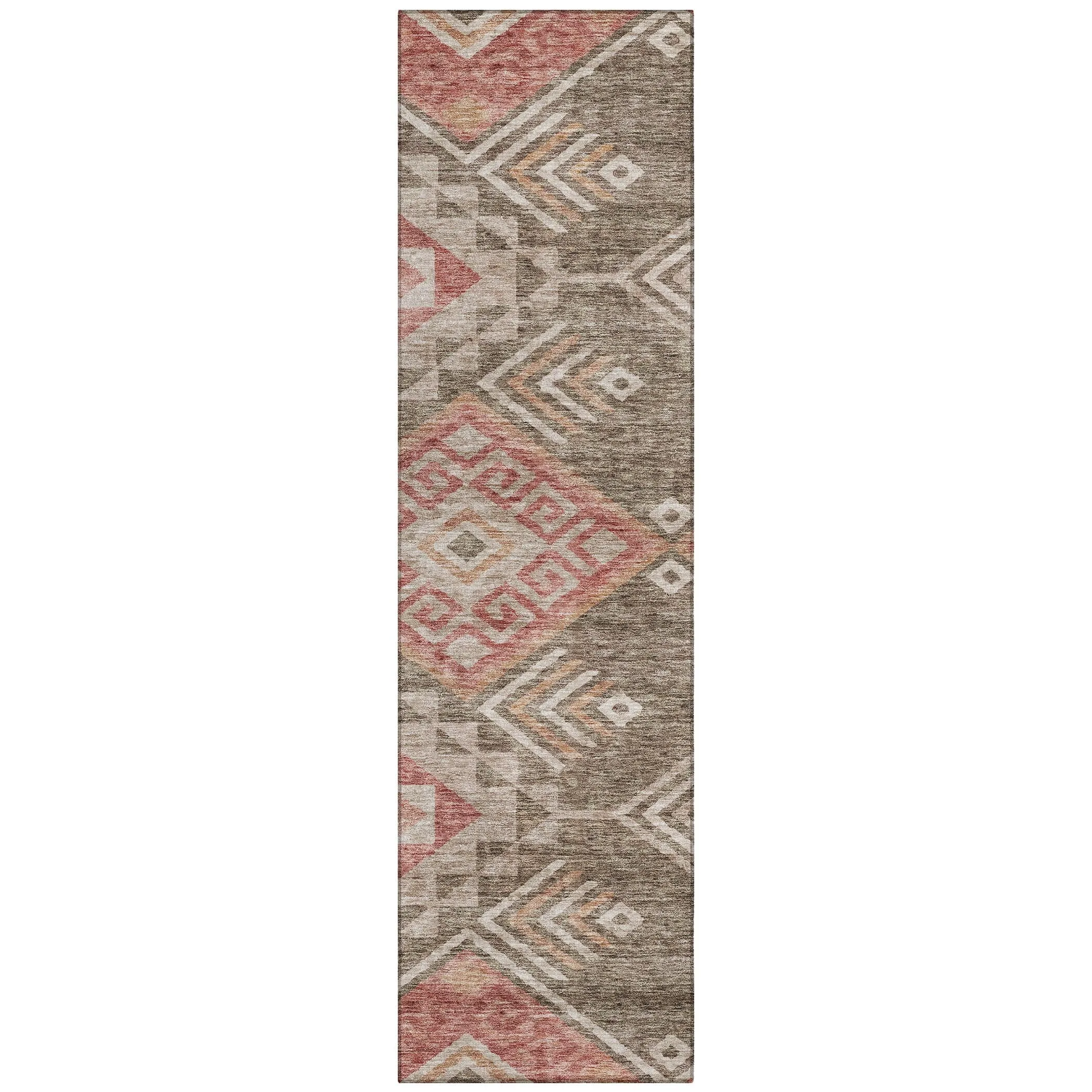 Machine Washable Indoor/ Outdoor Boho Tribal Chantille Rug