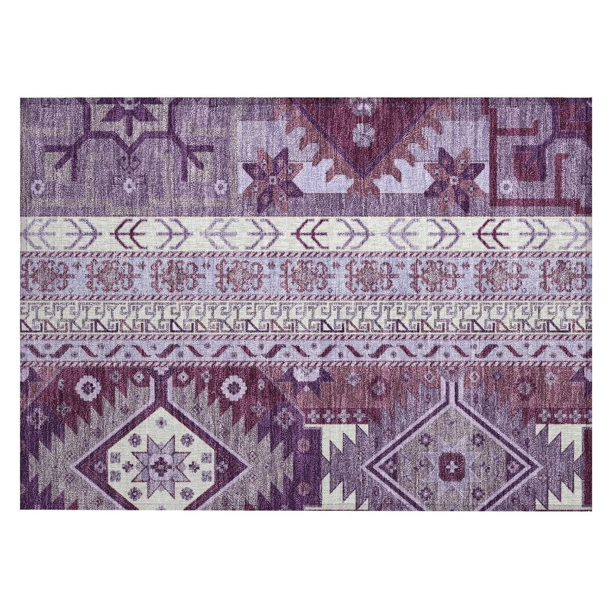 Machine Washable Indoor/ Outdoor Boho Tribal Chantille Rug