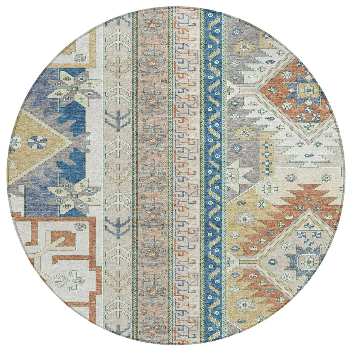 Machine Washable Indoor/ Outdoor Boho Tribal Chantille Rug