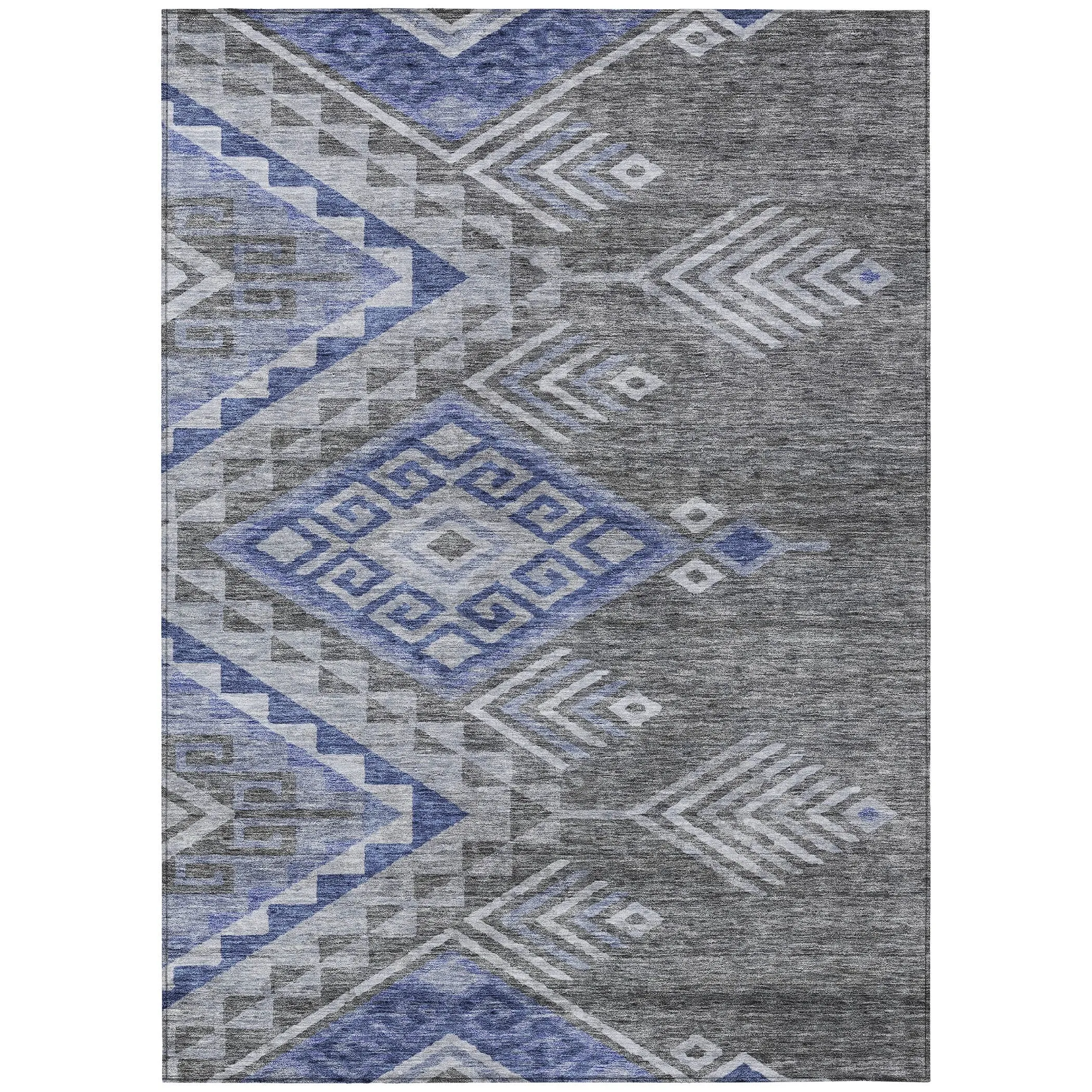 Machine Washable Indoor/ Outdoor Boho Tribal Chantille Rug