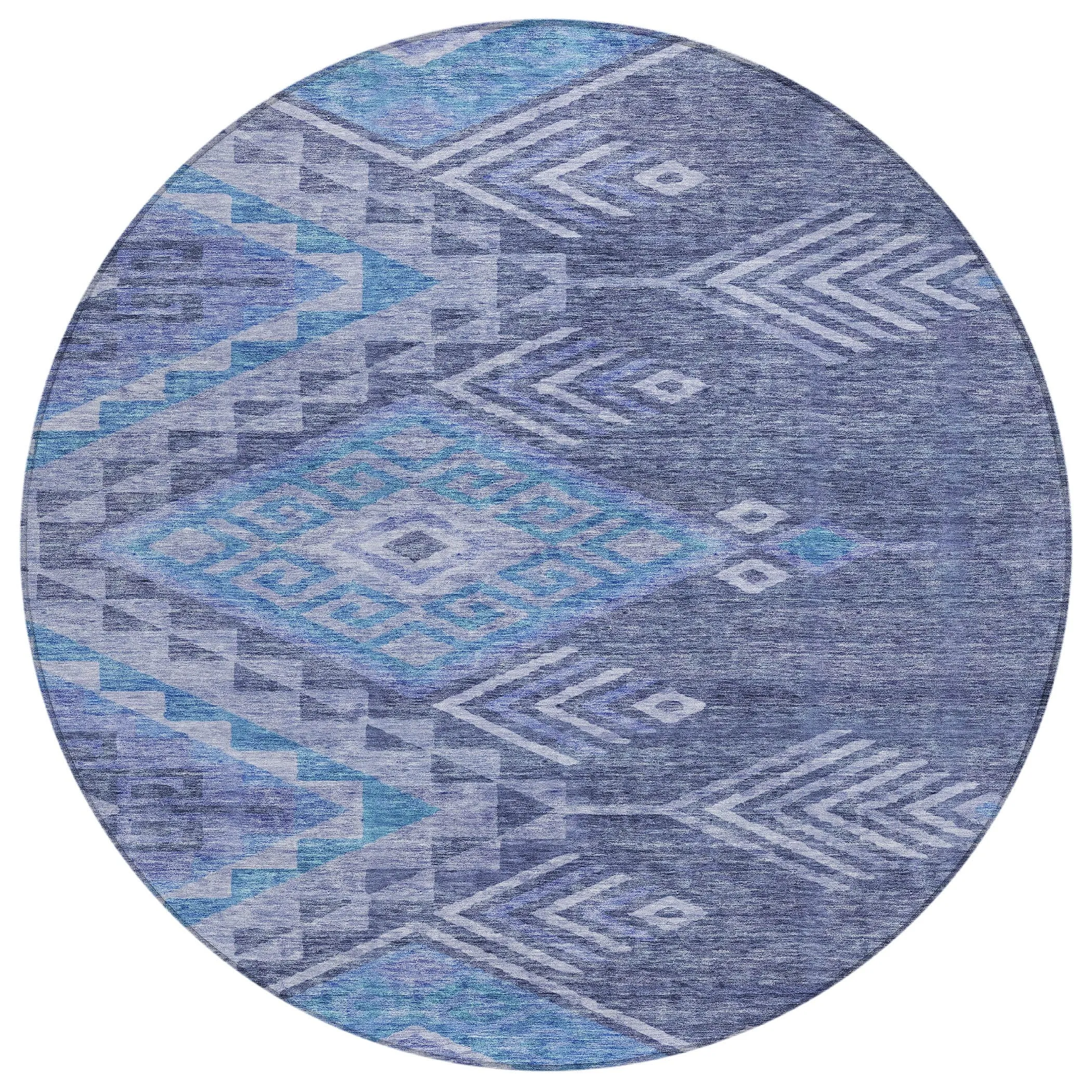 Machine Washable Indoor/ Outdoor Boho Tribal Chantille Rug
