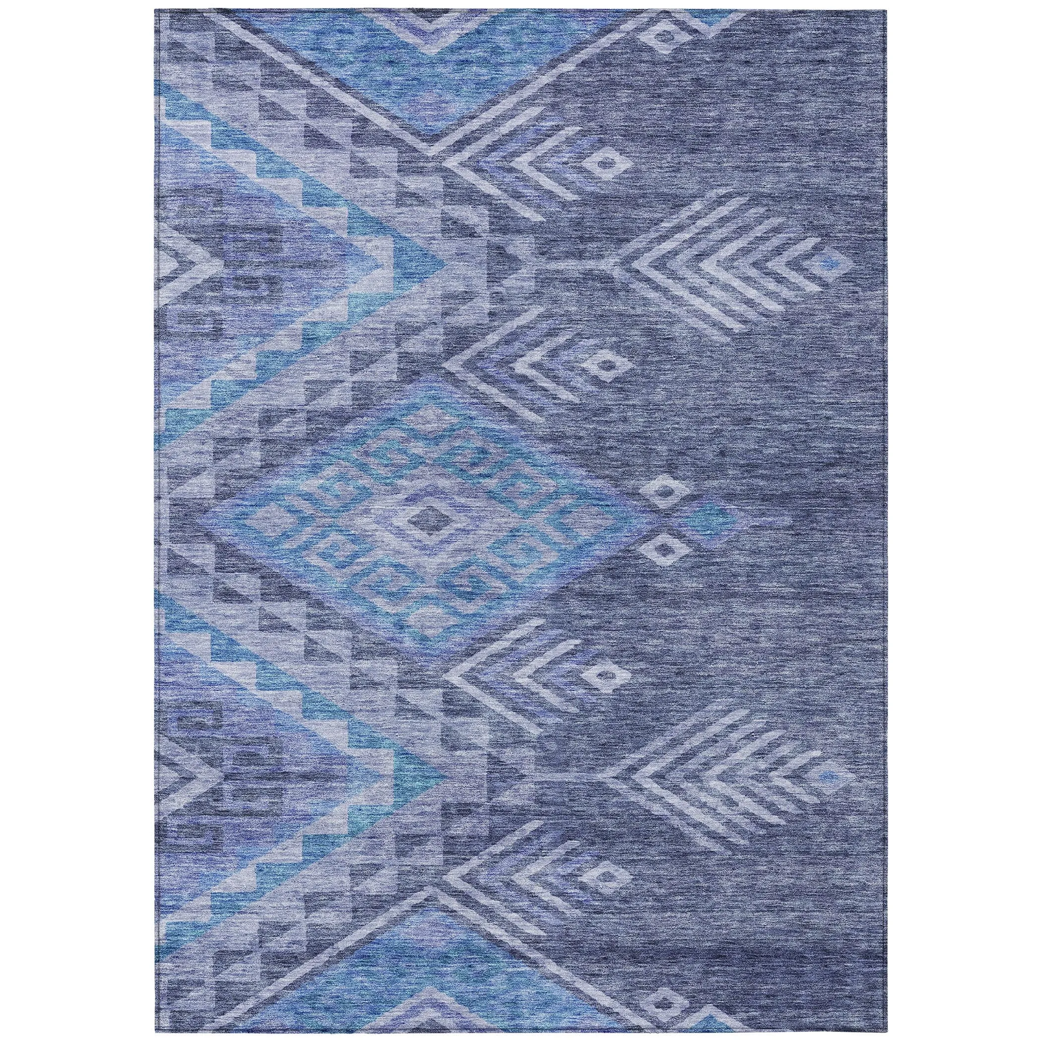 Machine Washable Indoor/ Outdoor Boho Tribal Chantille Rug