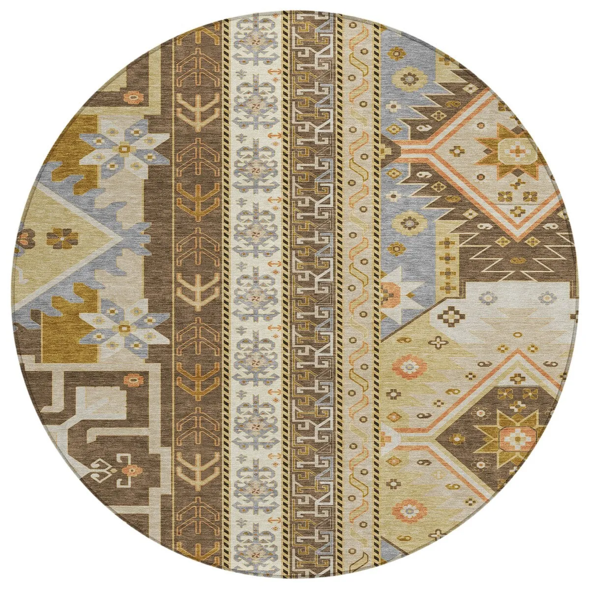Machine Washable Indoor/ Outdoor Boho Tribal Chantille Rug