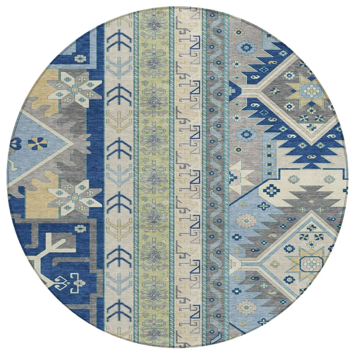 Machine Washable Indoor/ Outdoor Boho Tribal Chantille Rug