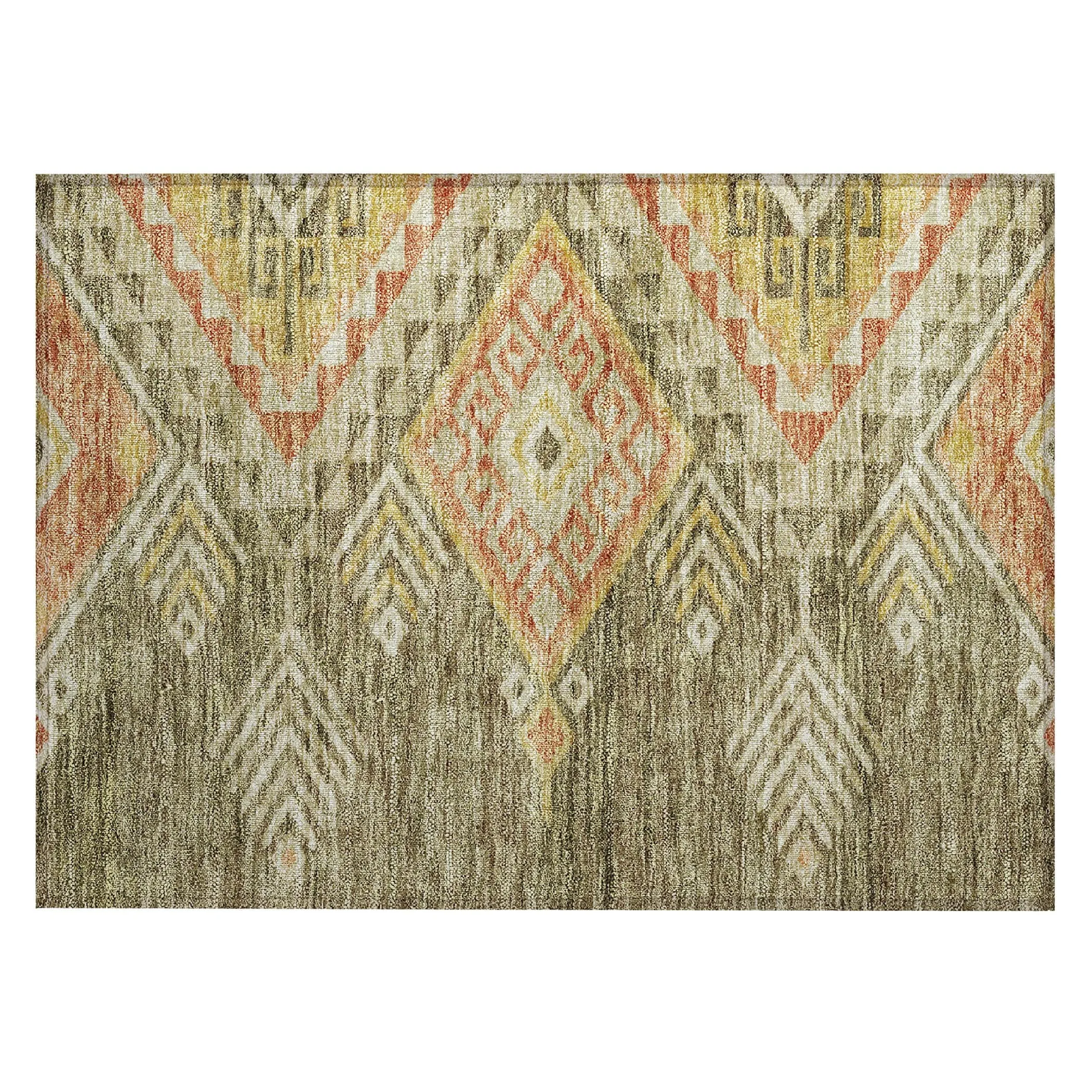 Machine Washable Indoor/ Outdoor Boho Tribal Chantille Rug