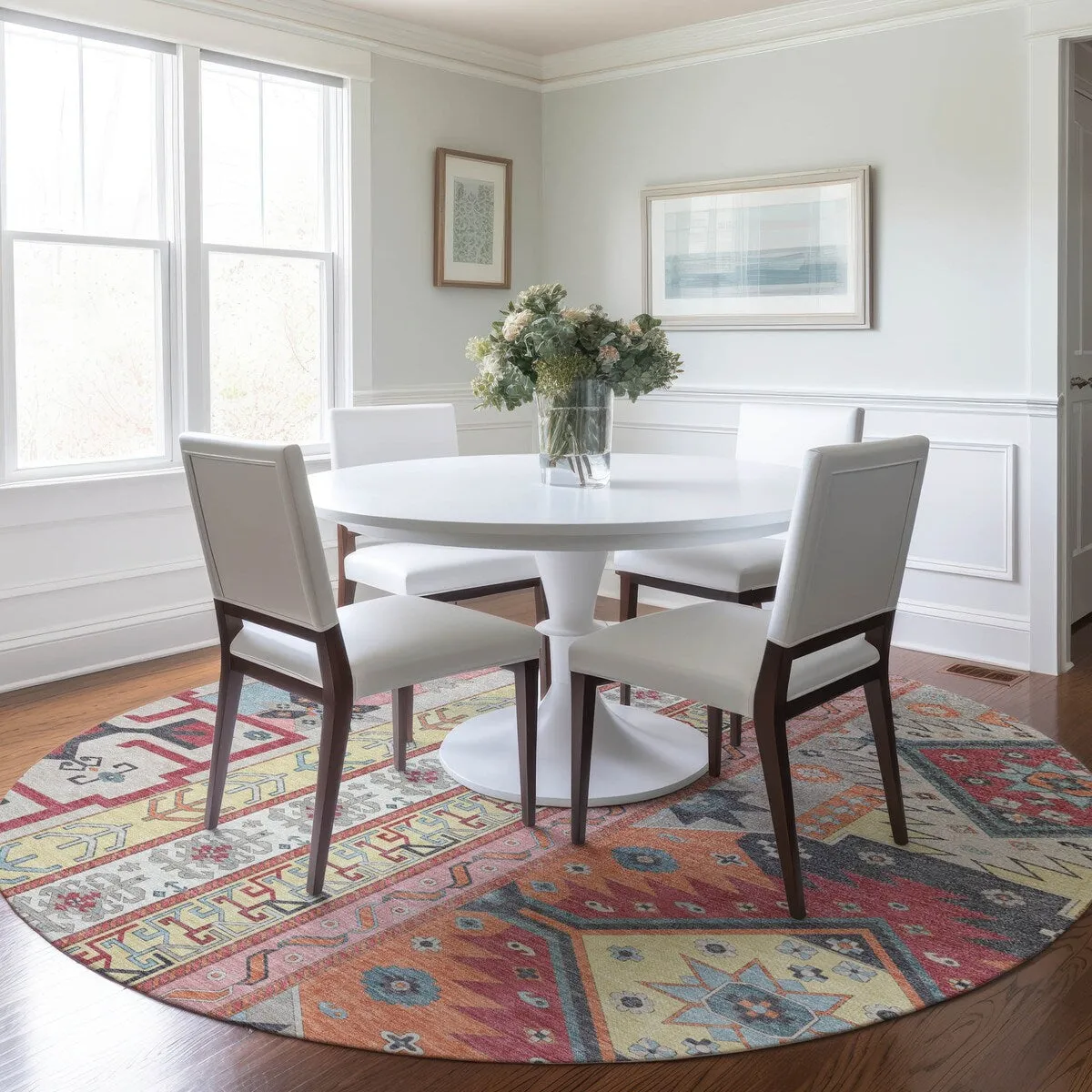 Machine Washable Indoor/ Outdoor Boho Tribal Chantille Rug