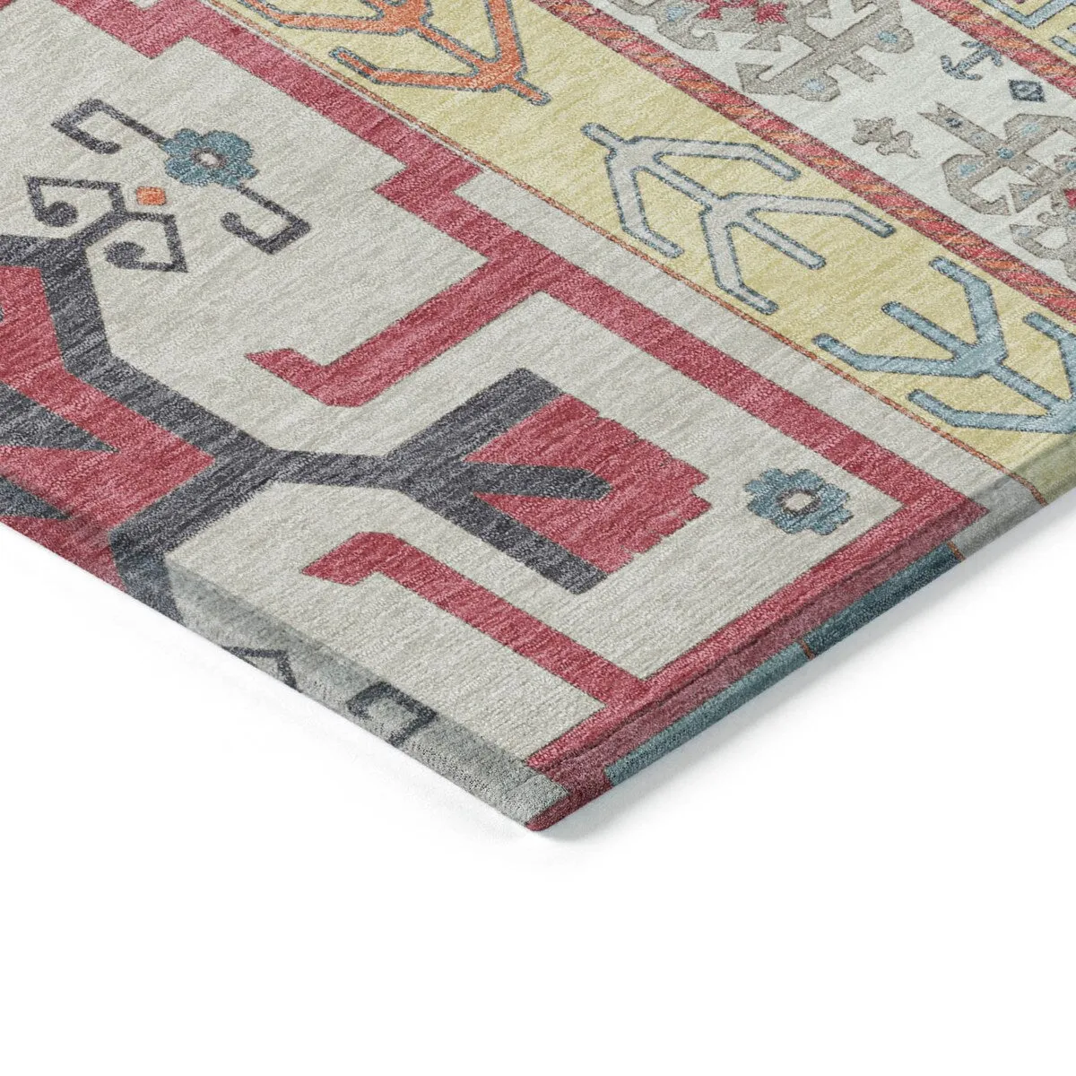 Machine Washable Indoor/ Outdoor Boho Tribal Chantille Rug