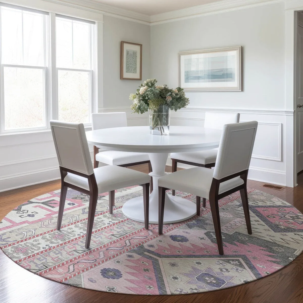 Machine Washable Indoor/ Outdoor Boho Tribal Chantille Rug