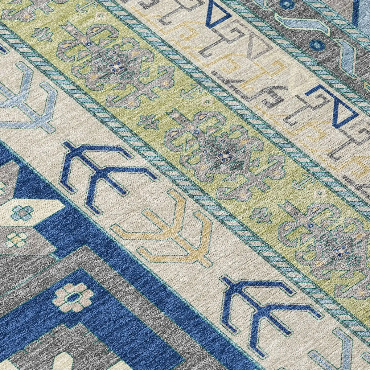 Machine Washable Indoor/ Outdoor Boho Tribal Chantille Rug