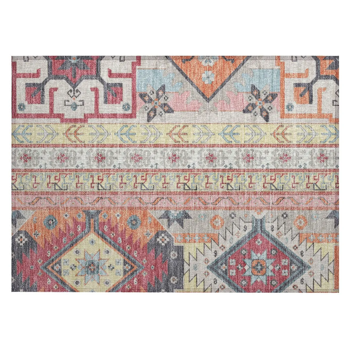 Machine Washable Indoor/ Outdoor Boho Tribal Chantille Rug