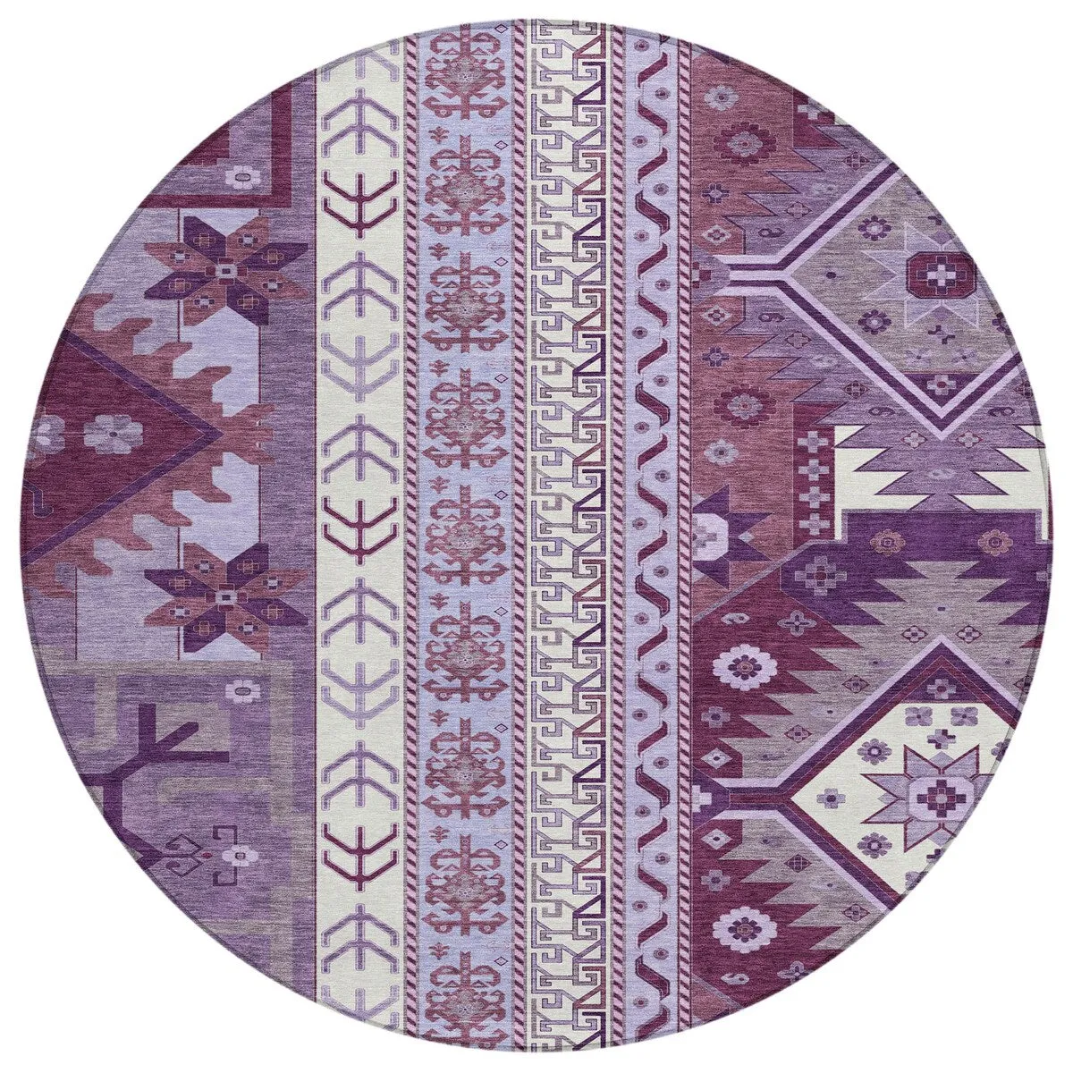 Machine Washable Indoor/ Outdoor Boho Tribal Chantille Rug
