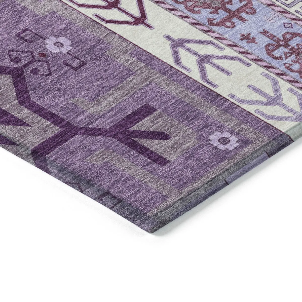 Machine Washable Indoor/ Outdoor Boho Tribal Chantille Rug