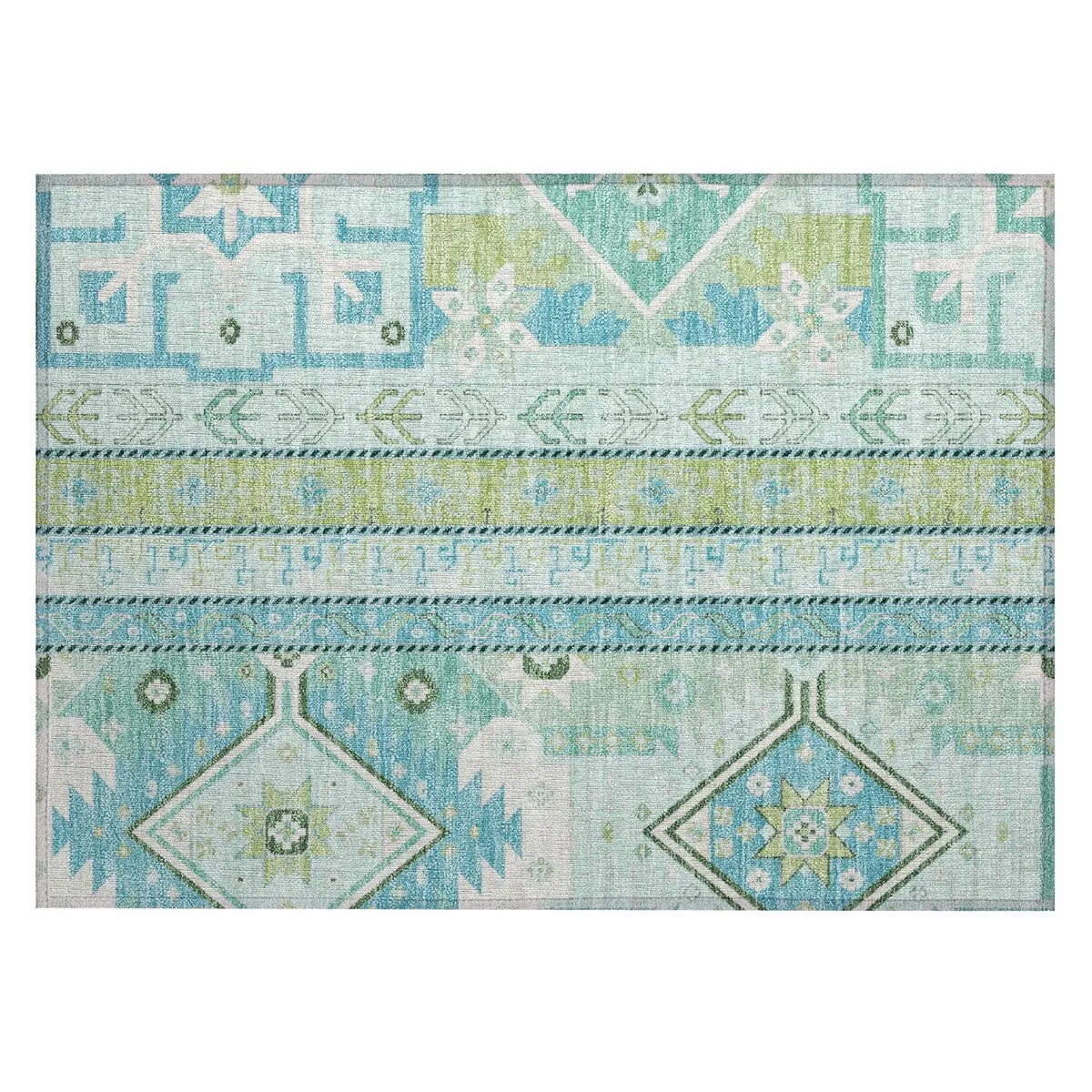 Machine Washable Indoor/ Outdoor Boho Tribal Chantille Rug
