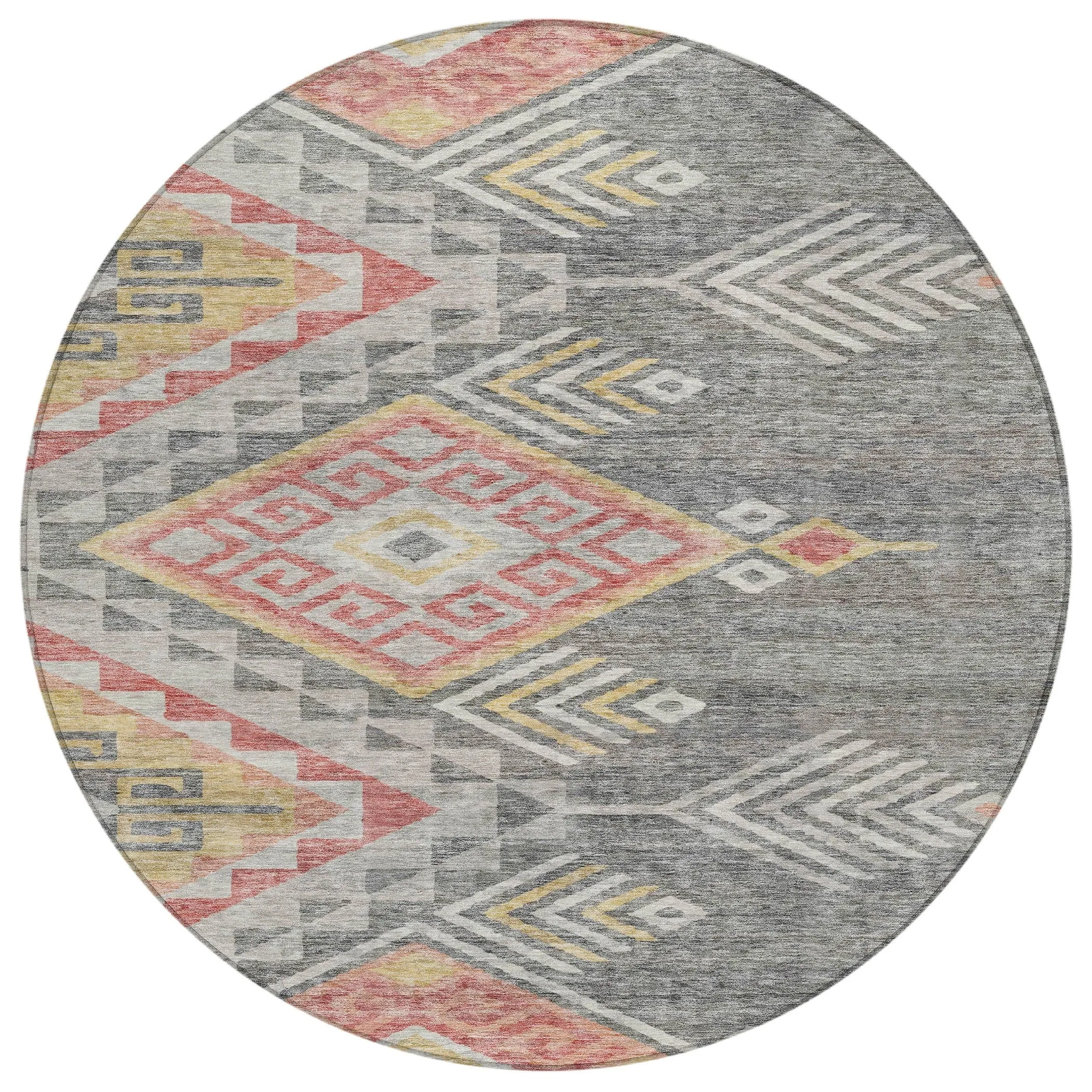 Machine Washable Indoor/ Outdoor Boho Tribal Chantille Rug