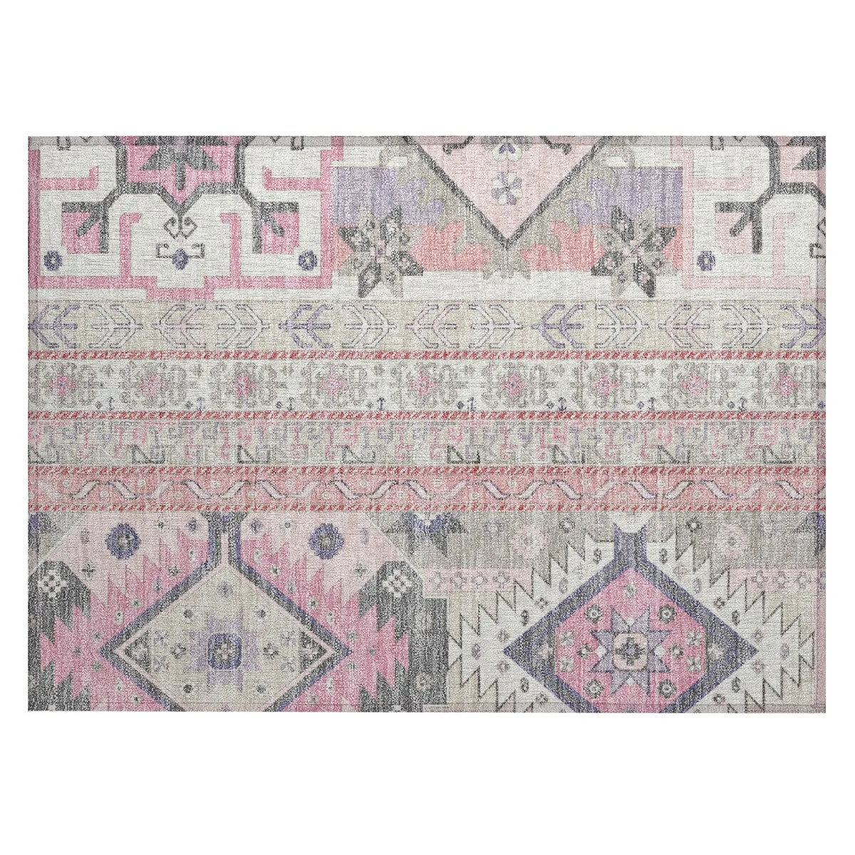 Machine Washable Indoor/ Outdoor Boho Tribal Chantille Rug