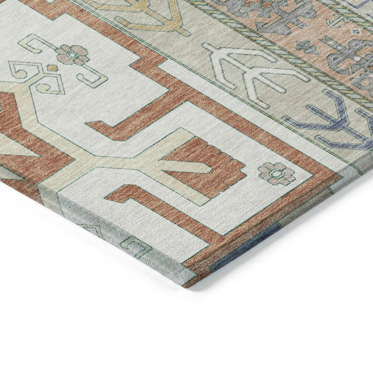 Machine Washable Indoor/ Outdoor Boho Tribal Chantille Rug