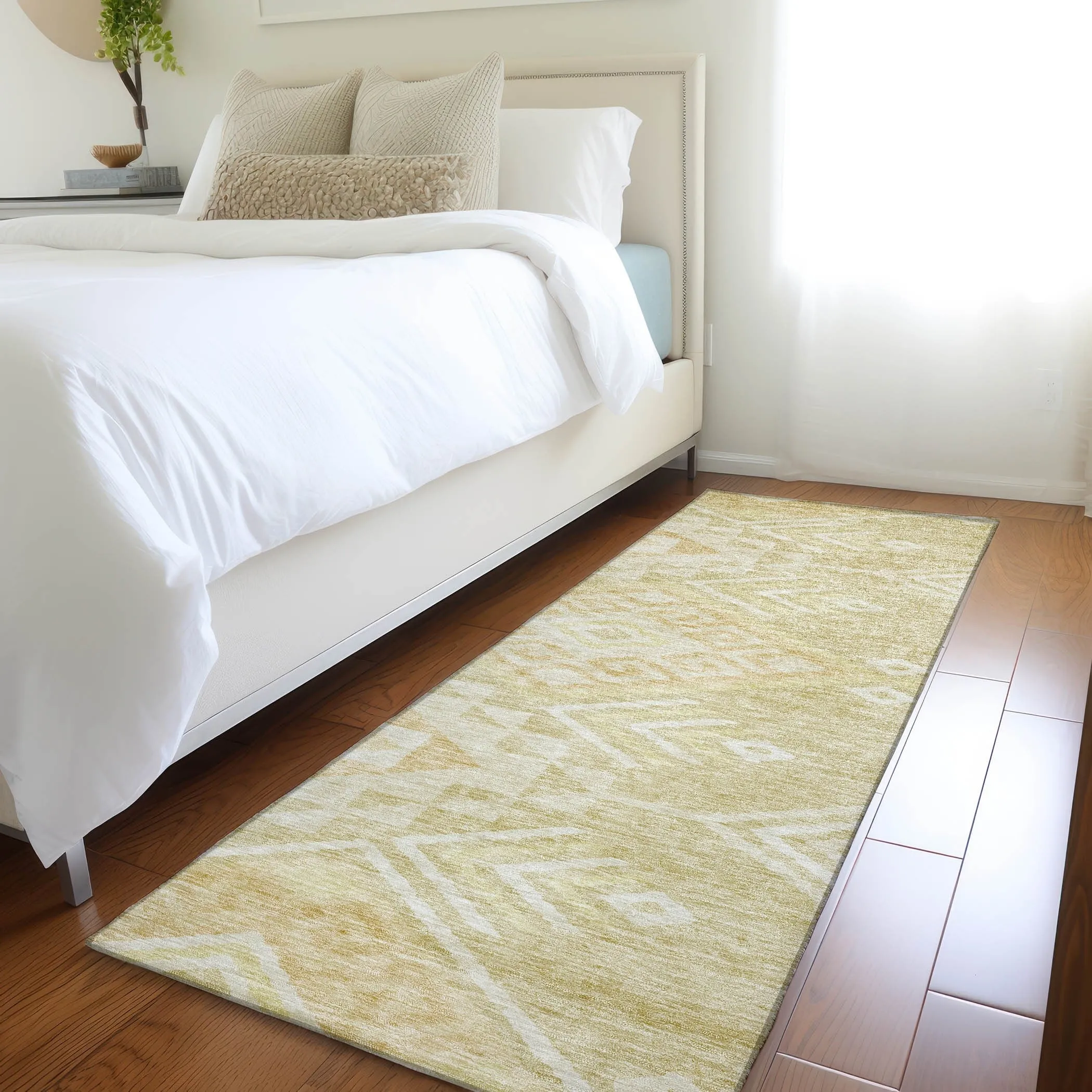 Machine Washable Indoor/ Outdoor Boho Tribal Chantille Rug