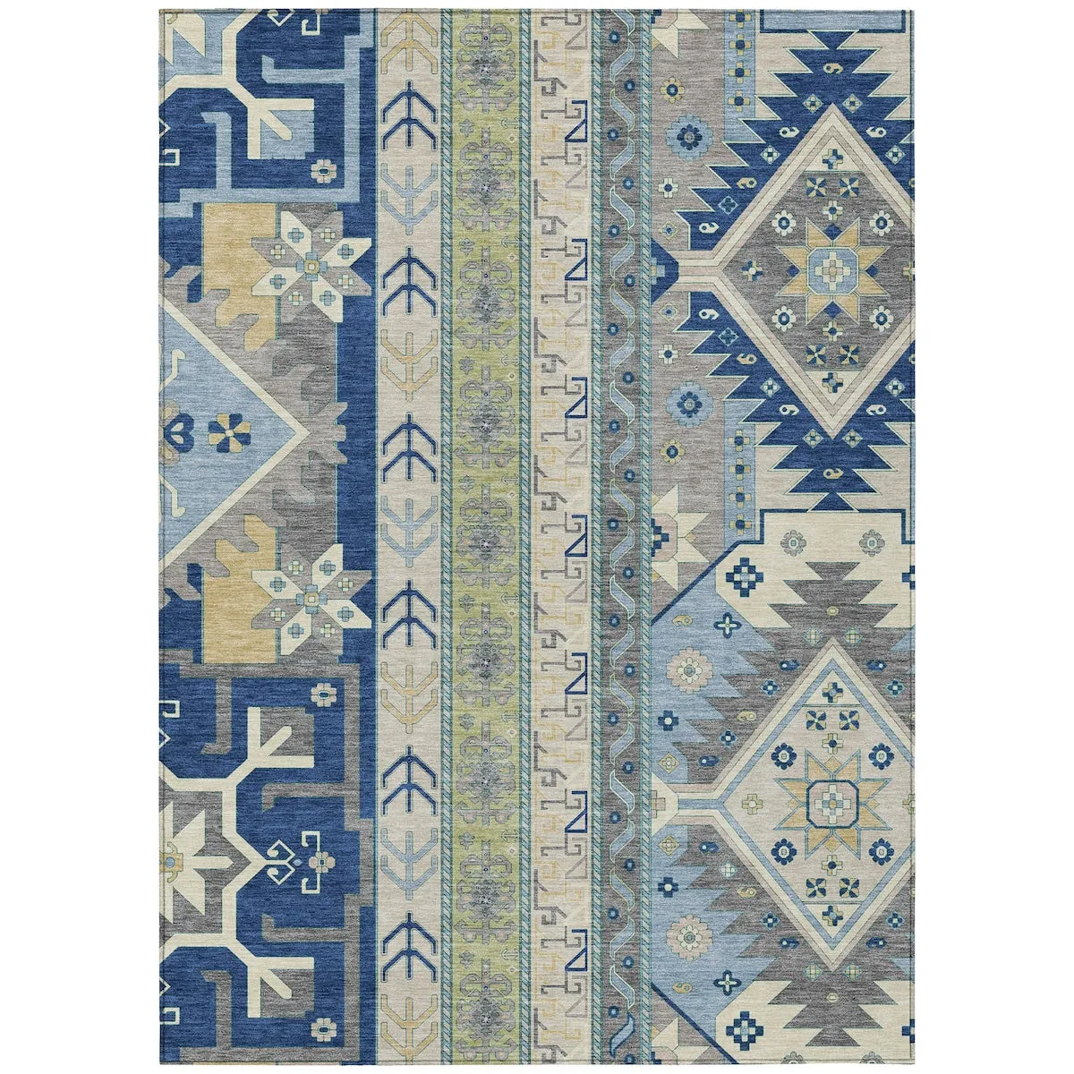 Machine Washable Indoor/ Outdoor Boho Tribal Chantille Rug